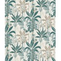 Papeldecor|Papier peint imprimé tropical frais avec des palmiers verts et un fond blanc|Papier Peint