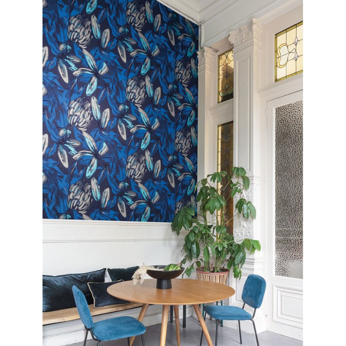 Papeldecor|Tapete Tropenfrüchte Blau in Aquarelloptik|Tapeten