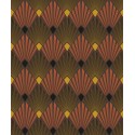 Papeldecor|Original Art Deco style fans with brown background and metallic details wallpaper|Wallpaper