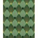 Papeldecor|Papier peint de style art déco moderne vert et argent métallisé|Papier Peint