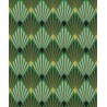 Papeldecor|Modernes Art-Deco-Tapetenmuster in Grün und Silber Metallic|Tapeten