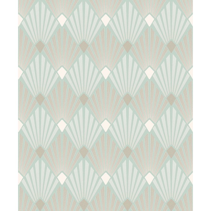 Papeldecor|Papier peint art déco vert menthe avec des détails métallisés|Papier Peint