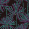 Papeldecor|Classic Caribbean palm wallpaper in green and purple on black|Wallpaper