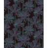 Papeldecor|Classic Caribbean palm wallpaper in green and purple on black|Wallpaper