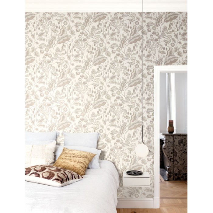 Khroma|Florale Tapete Garten Marrakech Beige|Tapeten