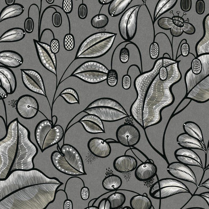 Khroma|Papel Pintado floral moderno estilo arabesco gris|Papel Pintado