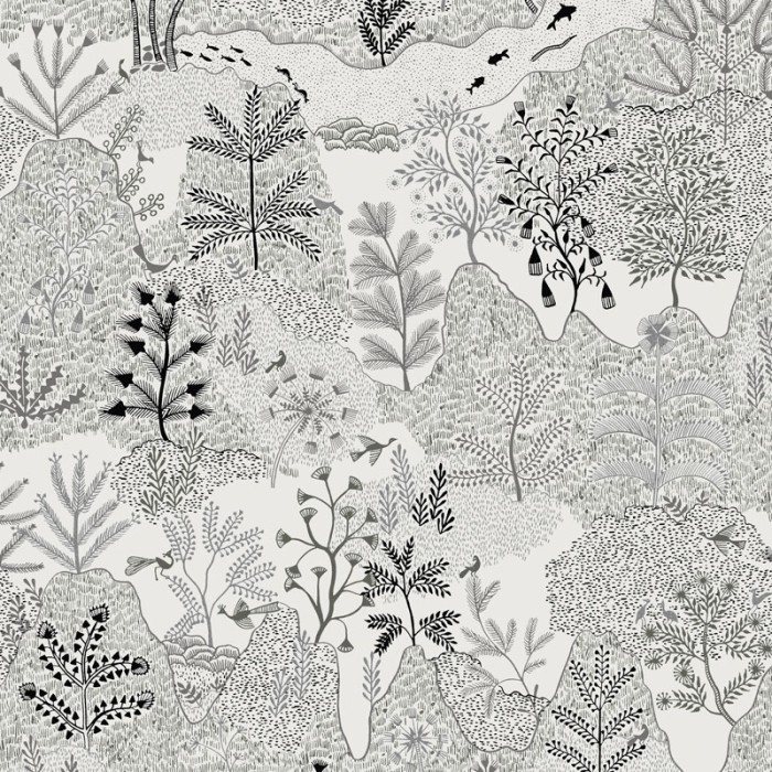 Khroma|Papel Pintado paisaje marroquí blanco, negro y azul|Papel Pintado