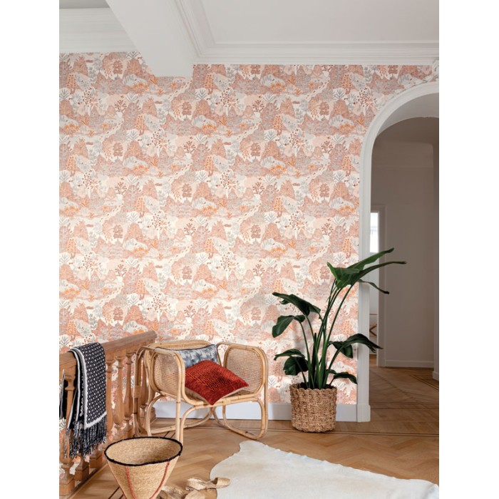 Khroma|Moroccan landscape Wallpaper in red tones with grey background|Wallpaper