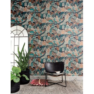 Papeldecor|African landscape toile de Jouy style wallpaper with textile effect|Wallpaper 2