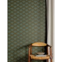Khroma|Embossed fan Wallpaper in turquoise blue and yellow|Wallpaper