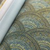 Khroma|Embossed fan Wallpaper in turquoise blue and yellow|Wallpaper