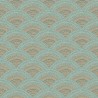 Khroma|Papier peint brocart arabesque éventails bleu et cuivre|Papier Peint