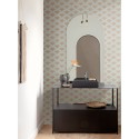 Khroma|Arabesque brocade Wallpaper with fans in blue and copper|Wallpaper