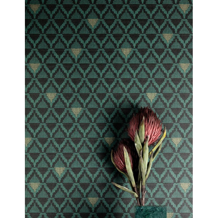 Papel Pintado arabesco verde con efecto textil - Khroma Bahia HIA301