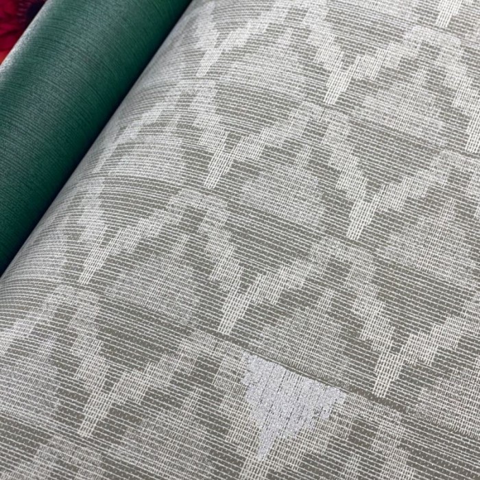 Khroma|Stone grey textile-effect Wallpaper with arabesques|Wallpaper