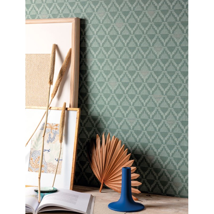 Khroma|Papel Pintado arabesco verde menta con aire étnico|Papel Pintado