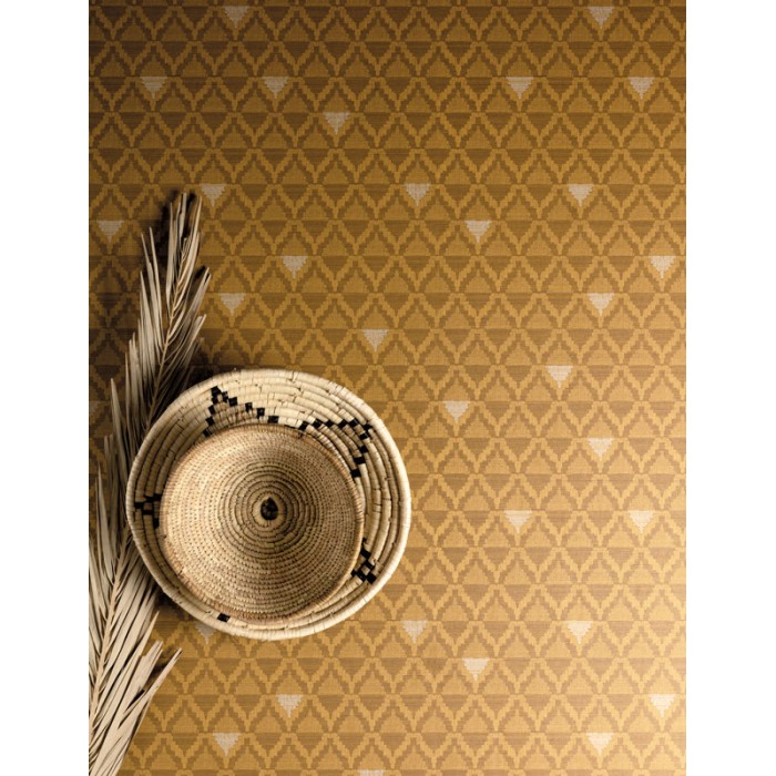 Khroma|Papel Pintado étnico amarillo ocre y marrón|Papel Pintado