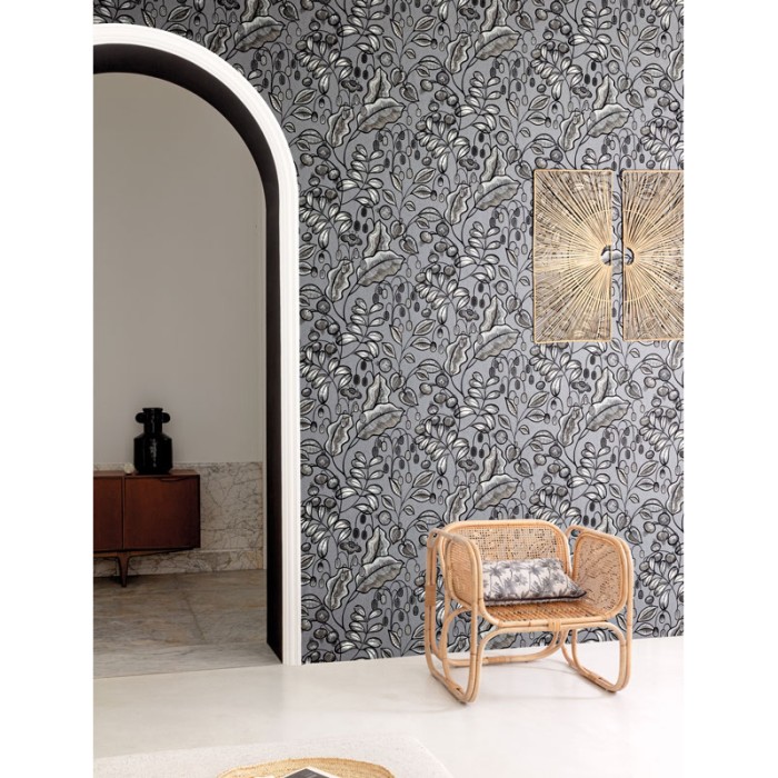 Papel pintado floral moderno estilo arabesco gris -  222-2101