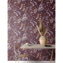 Papeldecor|Original Tapete mit blumigem braunem Auberginenmuster|Tapeten