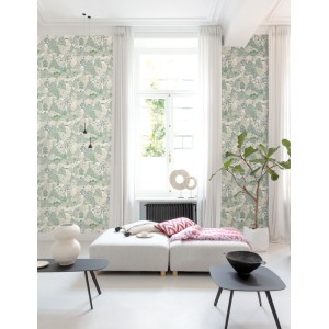 Casadeco|Watercolor flower wallpaper in white for living rooms|Floral 2