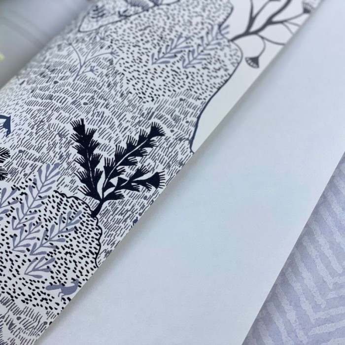 Papeldecor|Papier peint paysage marocain original en blanc, noir et bleu|Papier Peint