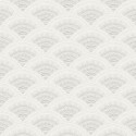Papeldecor|White fan wallpaper with a beautiful metallic champagne brocade|Wallpaper