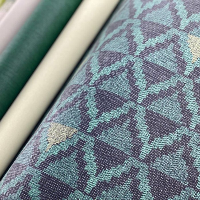 Papeldecor|Arabeskes Tapetenpapier mit marokkanischem grünem Stoffeffektmuster|Tapeten