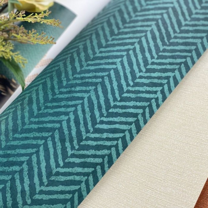 Papeldecor|Papier peint motif chevrons vert brillant avec une touche ethnique|Papier Peint