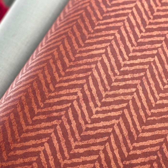 Papeldecor|Papier peint ethnique rouge avec des épis à effet brillant réfléchissant|Papier Peint