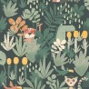 Papel Pintado selva infantil verde con animales - Khroma Be Happy HAP005