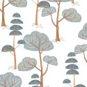Khroma|Papier peint forêt enfant arbres turquoise fond blanc|Papier Peint