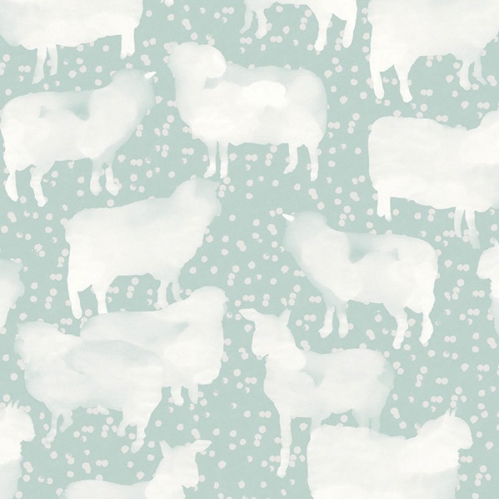 Khroma|Papel Pintado infantil con ovejas verde pastel|Papel Pintado
