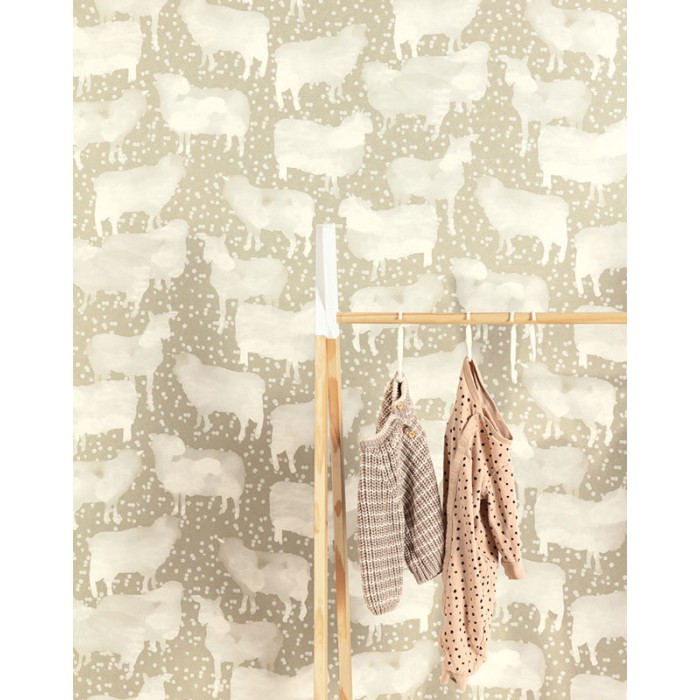 Papel Pintado infantil dulces sueños con ovejas de algodón - Khroma Be Happy HAP303