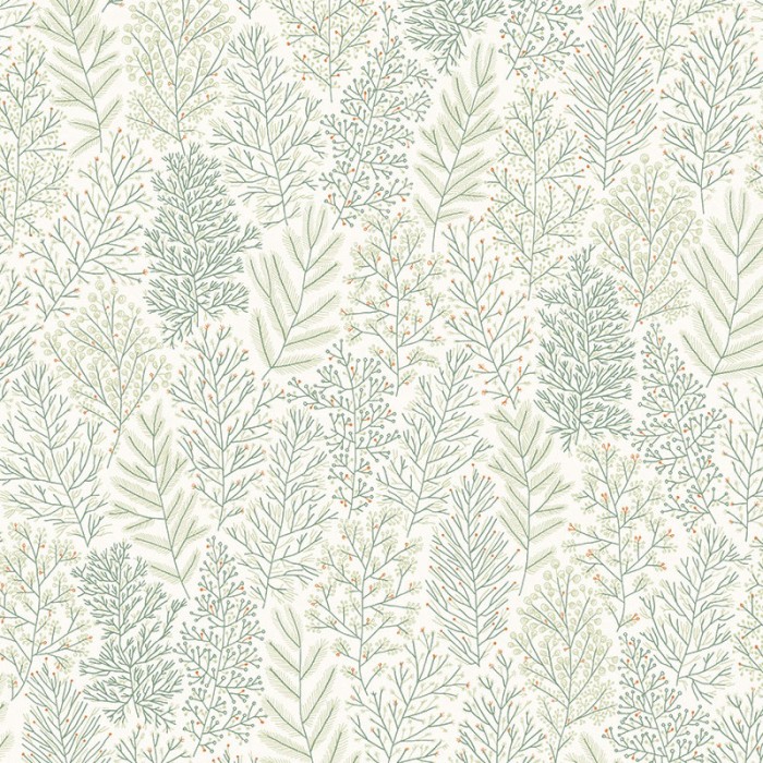 Khroma|Papel Pintado botánico infantil con ramilletes verdes|Papel Pintado