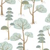 Papel pintado infantil con bosque de árboles azul turquesa -  222-2144