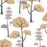 Papeldecor|Papier peint enfant avec arbres amusants ocres et roses|Papier Peint
