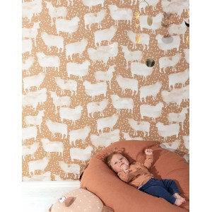 Papeldecor|Mustard yellow wallpaper with minimalist trees|Wallpaper 2