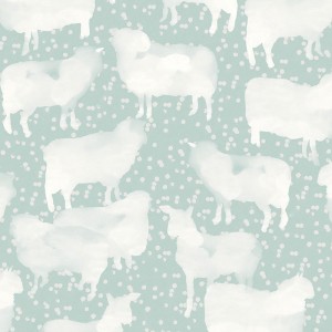 Elitis|Papier peint paysage montagneux et arbres stylisés|Papier Peint