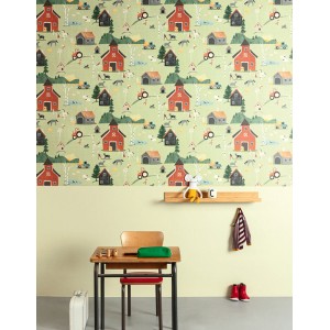 Caselio|Kids wallpaper flock of doves green|Children's 2