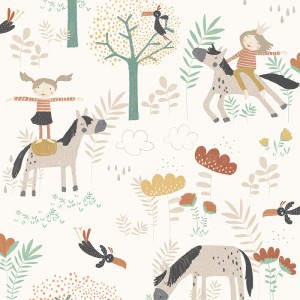 As Creation|Papier Peint pour enfants avec animaux de la jungle, fond blanc|Enfants