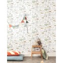 Papeldecor|Papier peint pour enfants avec des dessins amusants de chiots|Papier Peint