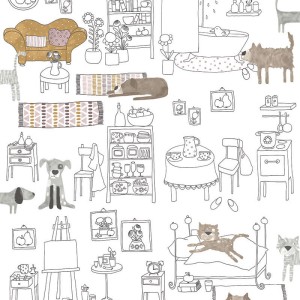 Casadeco|Kids wallpaper white and beige jungle with animals|Children's