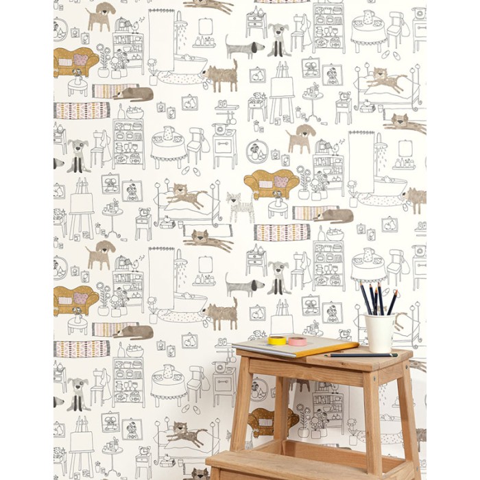 Papel pintado infantil con personajes de diferentes perritos -  222-2159