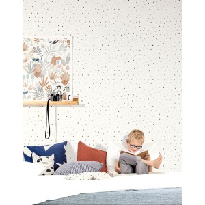Casadeco|Papier peint enfant village de souris blanc et beige|Enfants 2