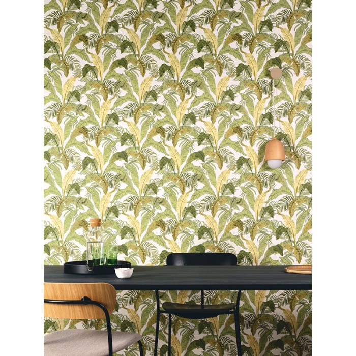 Khroma|Papel Pintado hojas de banano tropical verdes fondo blanco|Papel Pintado