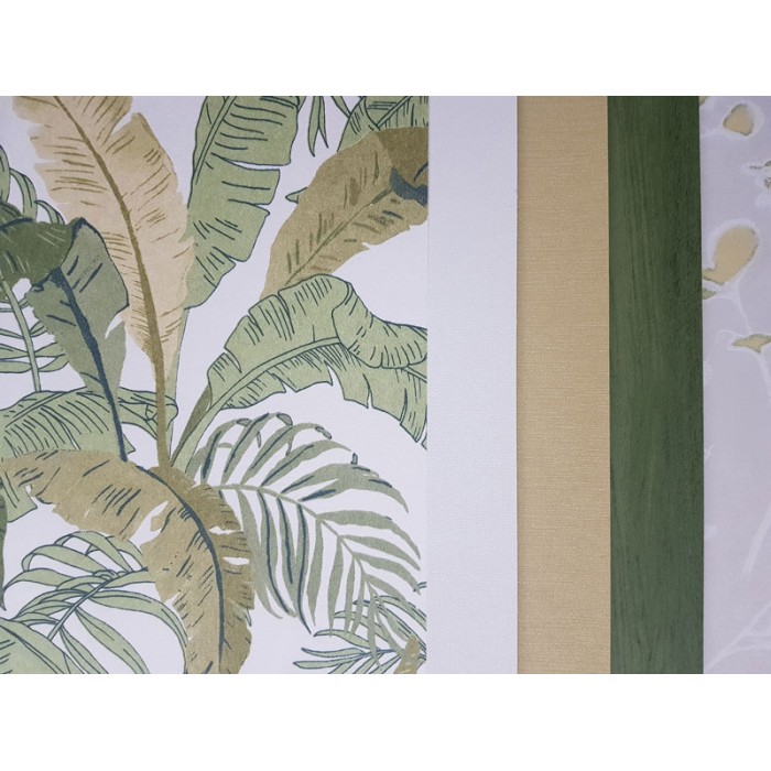 Khroma|Papier peint feuilles bananier tropical vert fond blanc|Papier Peint