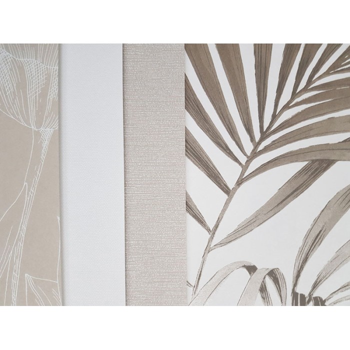 Khroma|Papel Pintado hojas de palma marrón con brillo fondo crema|Papel Pintado