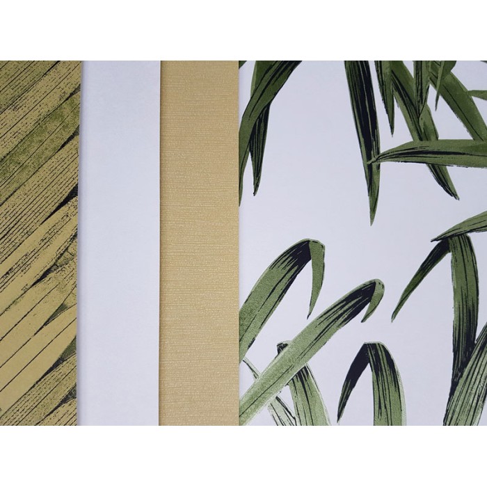 Khroma|Papel Pintado hojas de palma verdes y blancas con reflejos plateados|Papel Pintado