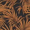 Khroma|Palmblätter-Tapete Terrakotta Schwarzgrund|Tapeten