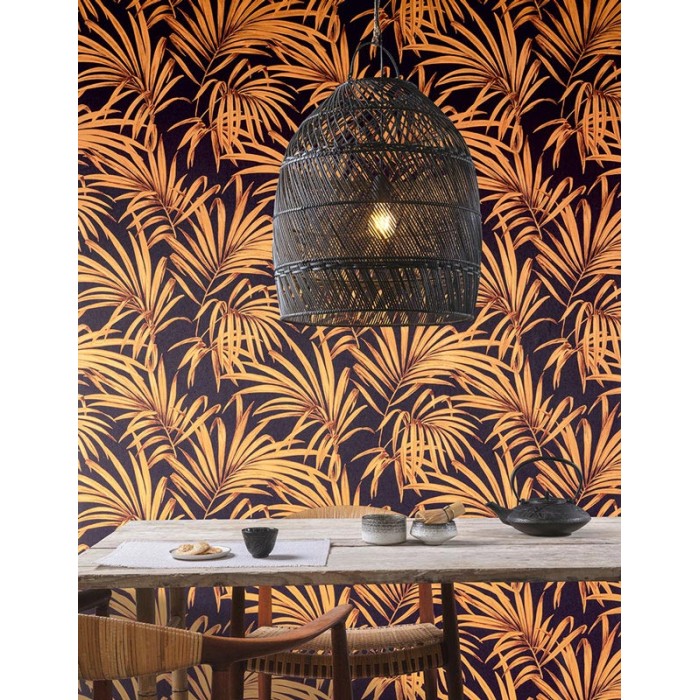 Khroma|Terracotta palm leaves Wallpaper on black background|Wallpaper